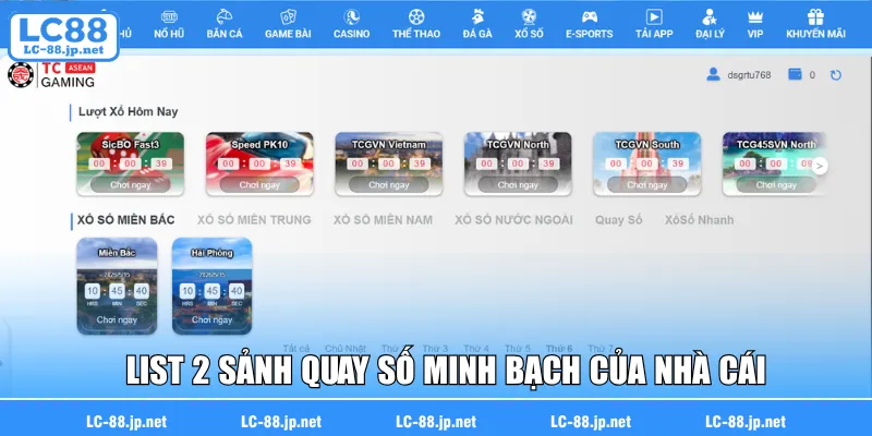 List 2 sảnh quay số minh bạch của nhà cái